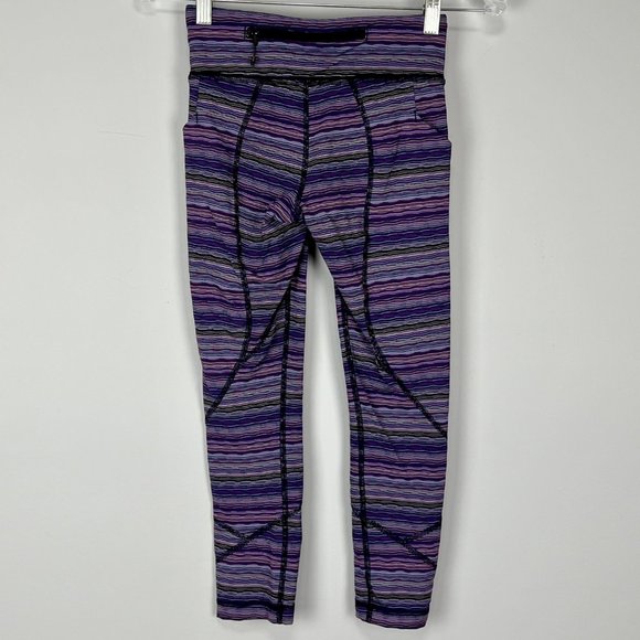 Lululemon Womens Pace Rival Crop Leggings Space Dye Twist Ultra Violet size 2 - Picture 6 of 11